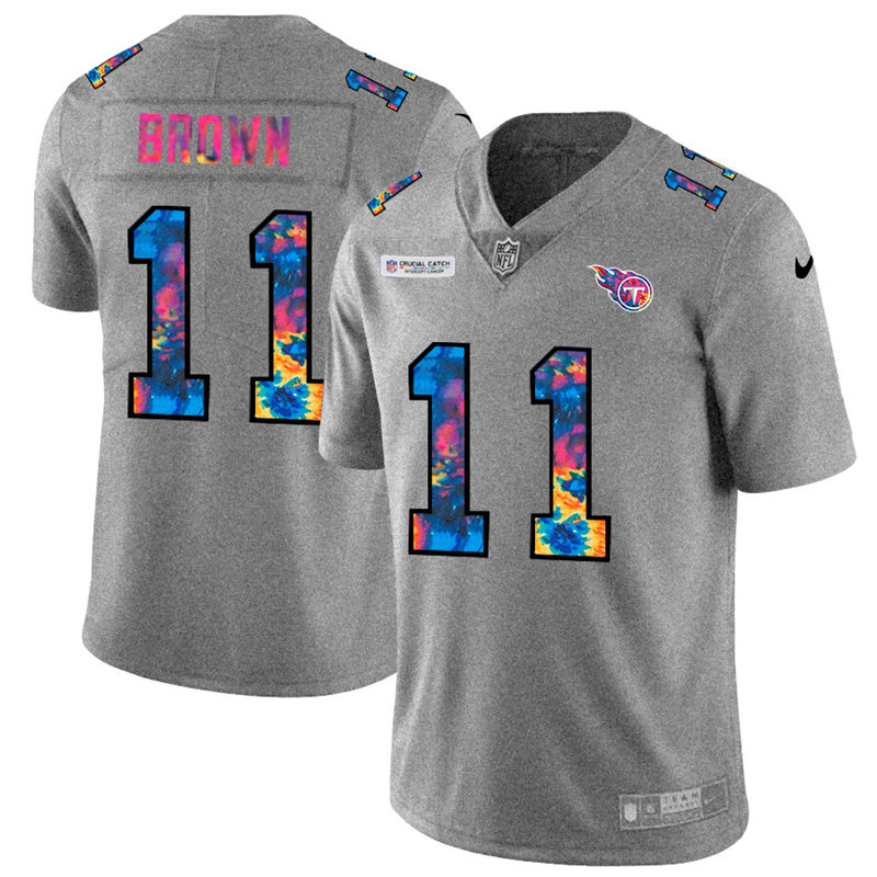 NFL Tennessee Titans 11 A.J. Brown Men Nike MultiColor 2020  Crucial Catch  Jersey Grey
